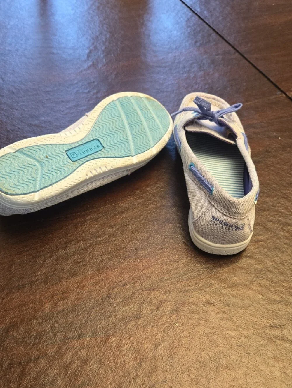 Sperry Lilac Canvas Boat Shoes with Purple Accents